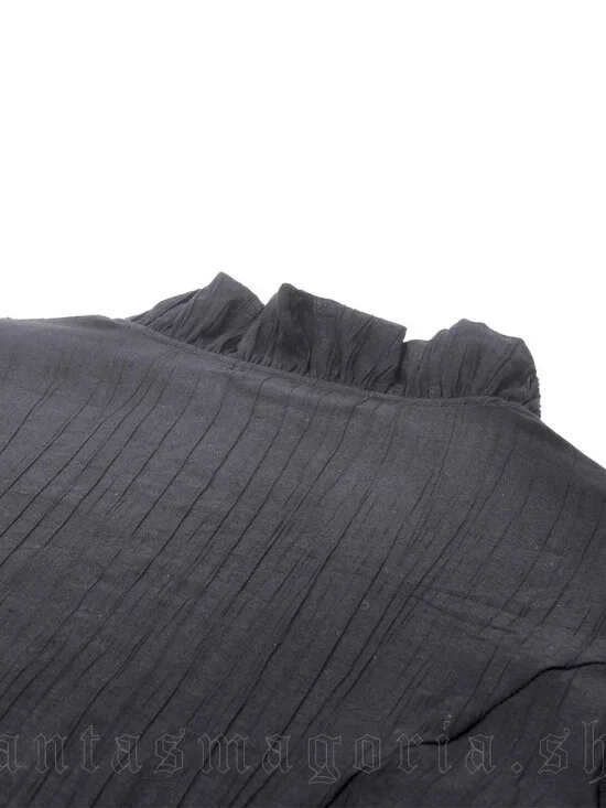 Dark in Love Big Bell Flare Sleeve Top Goth Fairy Core Ruffle Trim Top - Picture 7 of 11